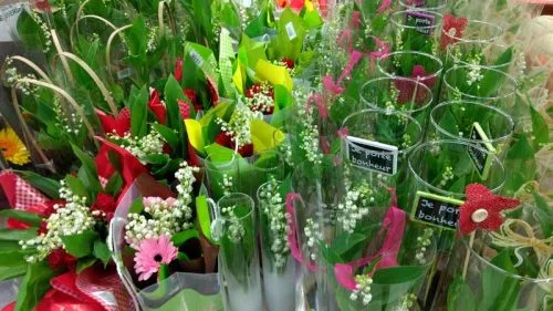 Lily of the Valley display for La Fête du Muguet in France